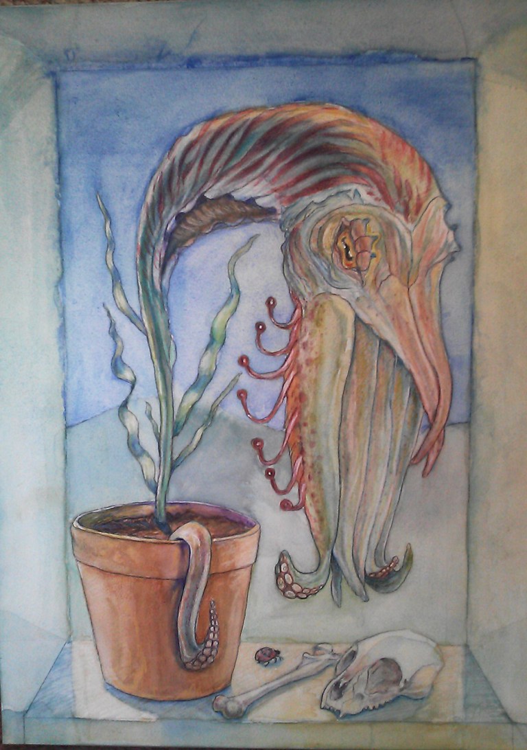 cuttlefish, botanical, tentacles, cephalopod