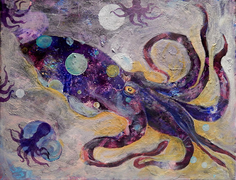 cuttlefish, cephalopod, tentacles, ocean, seascape