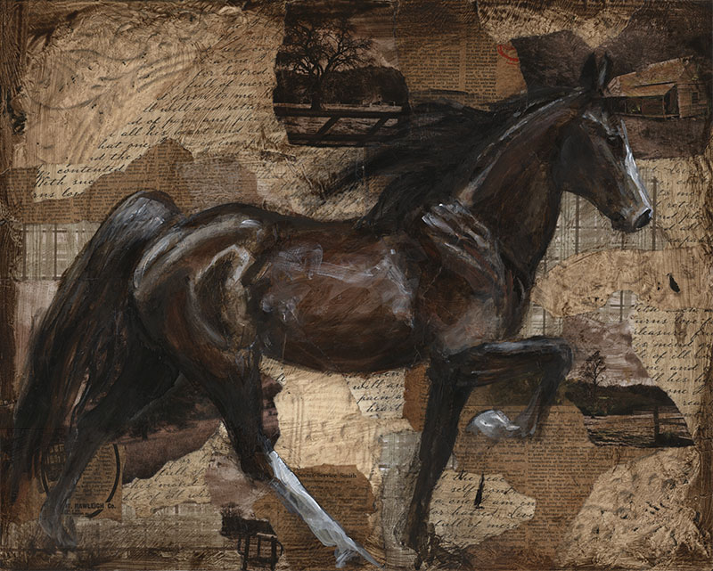 tennessee walking horse, equine art, mixed media